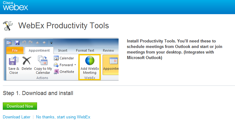 webex productivity tools download for windows 7